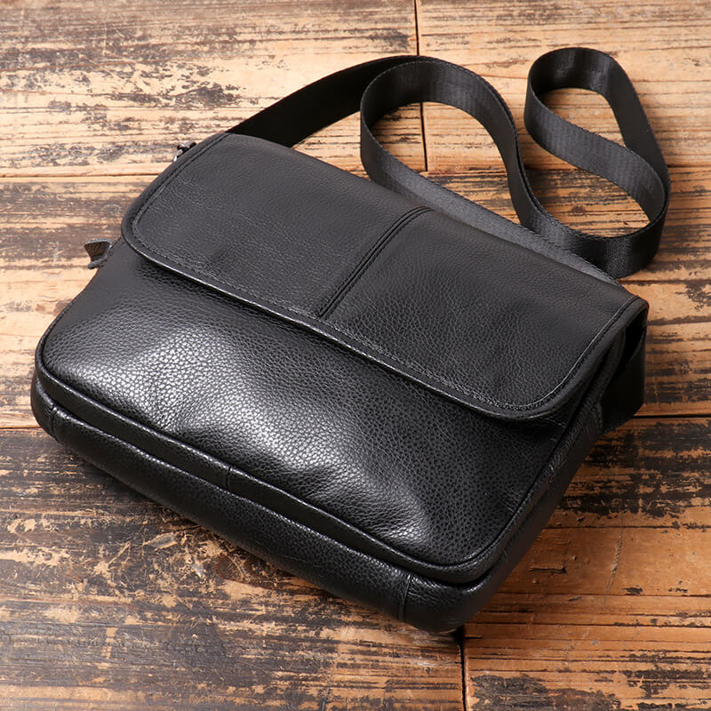 Men’s Top Grain Leather Messenger Bag – Babylon Leather - Babylon LeatherBabylon LeatherLJ015 - Black