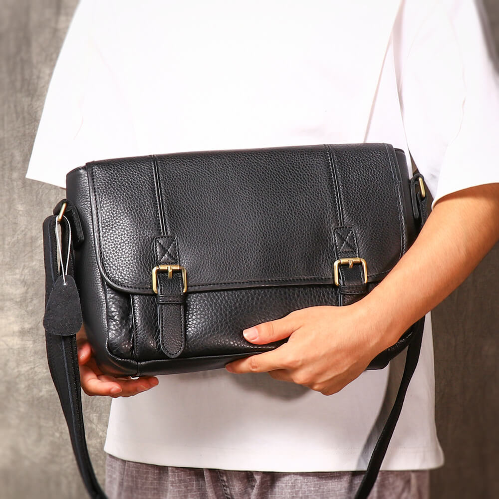 Men’s Top Grain Leather Shoulder Messenger Bag – Babylon Leather - Babylon LeatherBabylon LeatherLJ099-Black