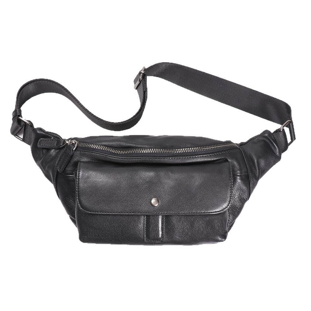 Men’s Top Grain Leather Shoulder Waist Bag – Babylon Leather - Babylon LeatherBabylon LeatherLJ069 - Black