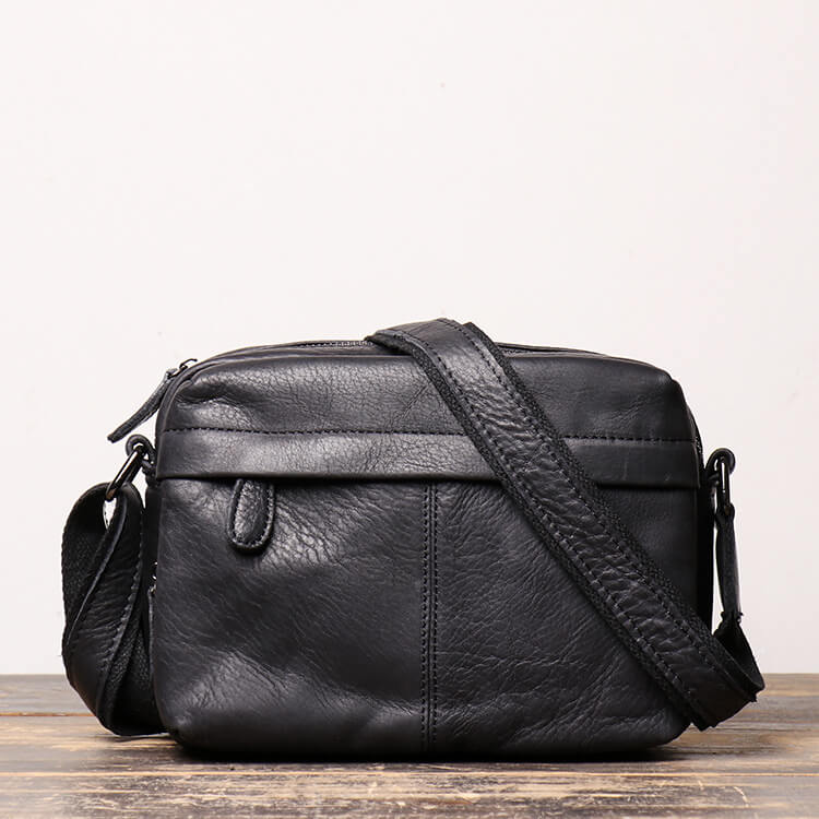 Men’s Top Grain Leather Sling Crossbody Bag – Babylon Leather - Babylon LeatherBabylon LeatherLJ019 - Black