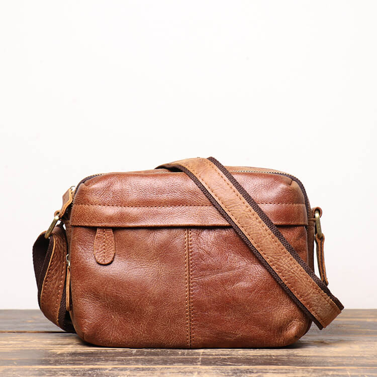 Men’s Top Grain Leather Sling Crossbody Bag – Babylon Leather - Babylon LeatherBabylon LeatherLJ019 - Brown