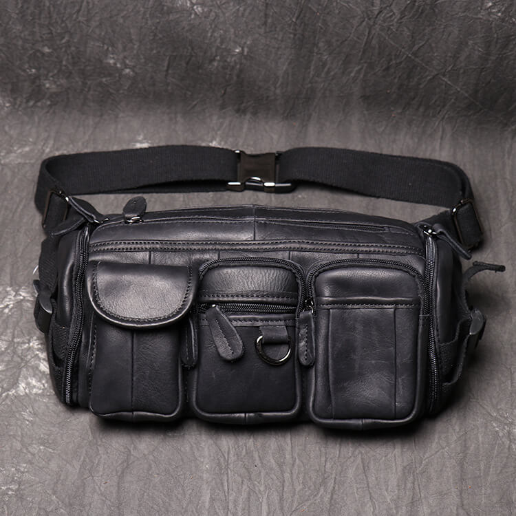 Men’s Vintage Leather Waist Bag Crossbody Sling Bag – Babylon Leather - Babylon LeatherBabylon LeatherLJ045 - Black