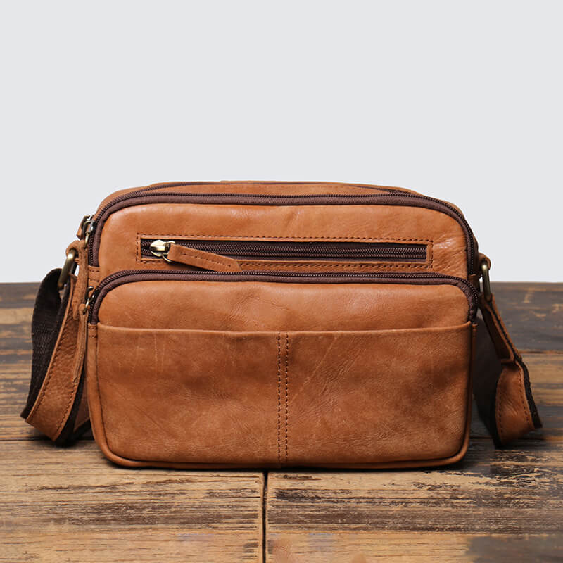 Men’s Vintage Top Grain Shoulder Bag – Babylon Leather - Babylon LeatherBabylon LeatherLJ074 - Brown