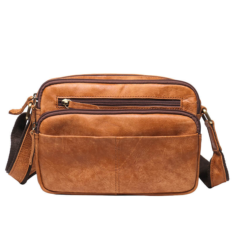 Men’s Vintage Top Grain Shoulder Bag – Babylon Leather - Babylon LeatherBabylon LeatherLJ074 - Brown