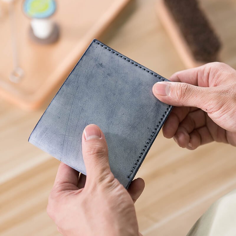 Mens wallet Full Grain Leather DIY Kit – Babylon Leather - Babylon LeatherBabylon LeatherLZ07 - Black - Fog Wax Leather