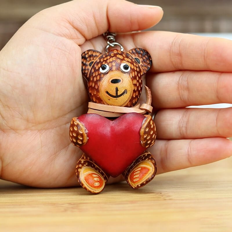 Mini Bear Leather Bag Charm – Babylon Leather - Babylon LeatherBabylon LeatherLLZ63-Red