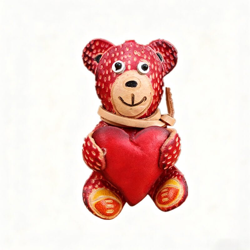 Mini Bear Leather Bag Charm – Babylon Leather - Babylon LeatherBabylon LeatherLLZ63-Red