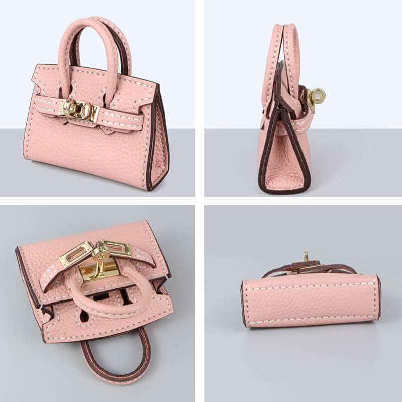 Mini Birkin Bag Charm DIY Kit – Babylon Leather - Babylon LeatherBabylon LeatherSY100-Pink-Gold-White