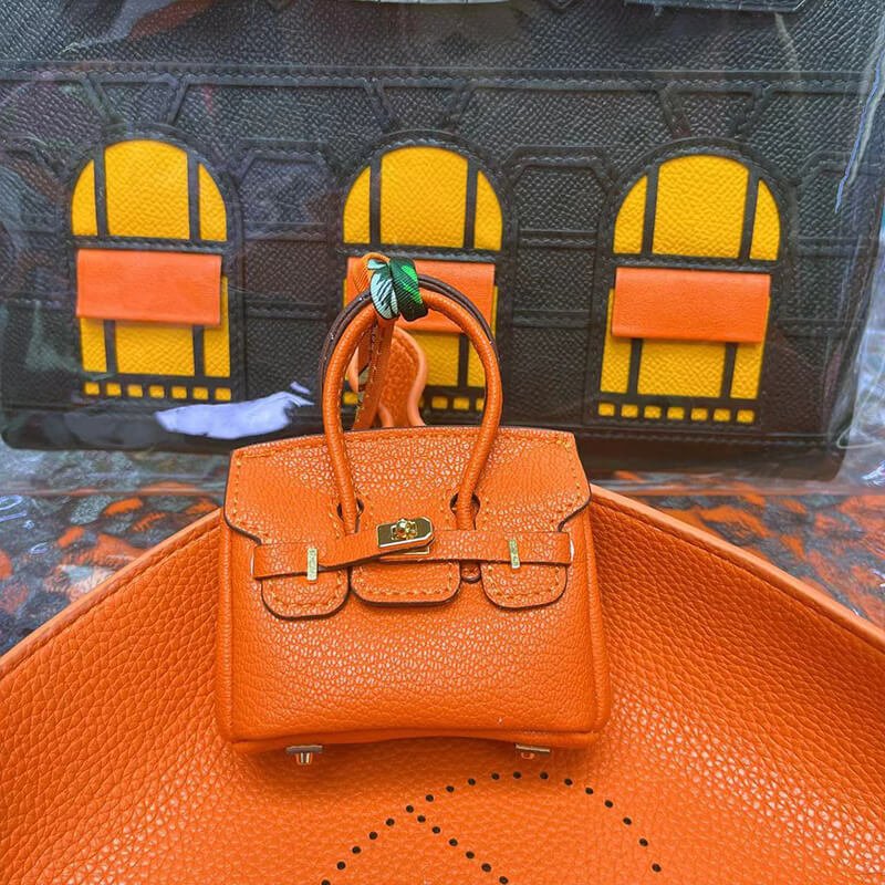 Mini Birkin-Style Earbud Case Bag Charm - Babylon LeatherBabylon LeatherCLJ05-Brown