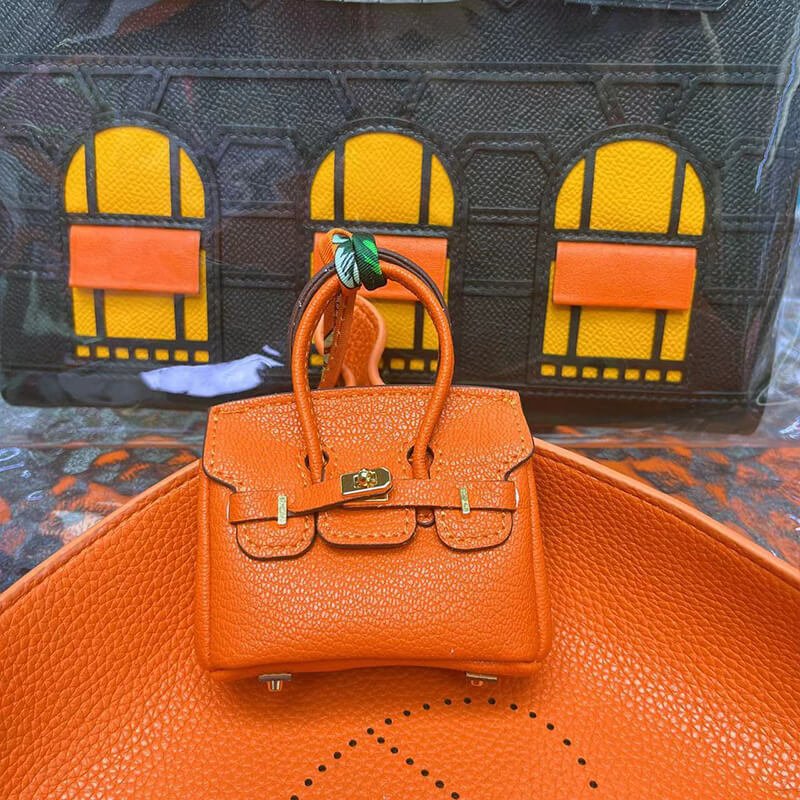 Mini Birkin-Style Earbud Case Bag Charm - Babylon LeatherBabylon LeatherCLJ05-Orange