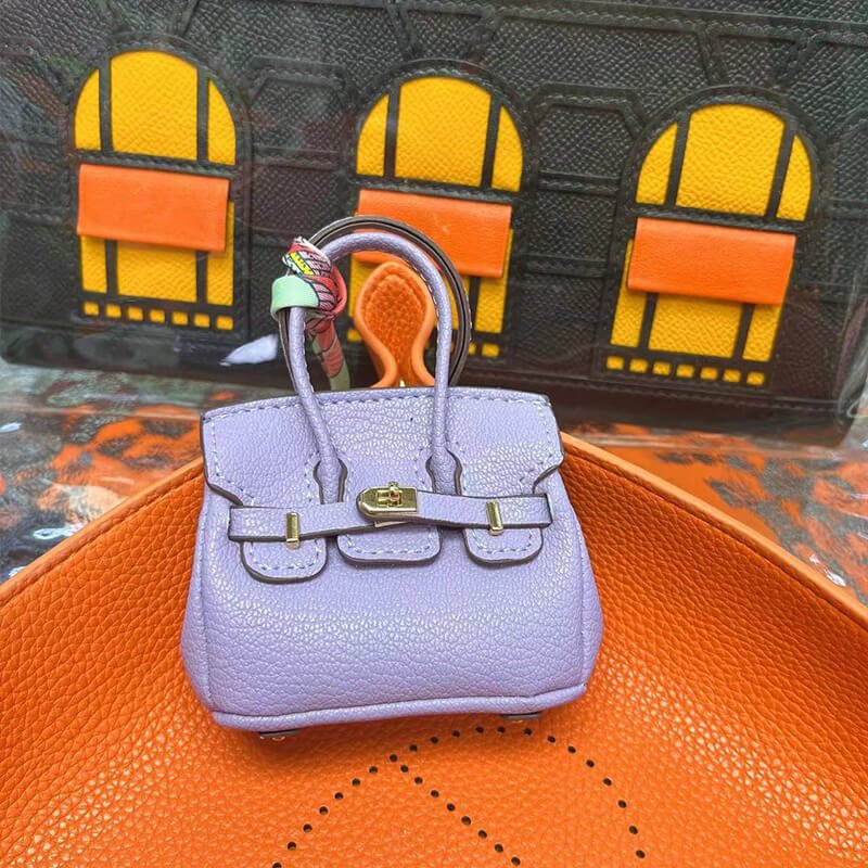 Mini Birkin-Style Earbud Case Bag Charm - Babylon LeatherBabylon LeatherCLJ05-Purple