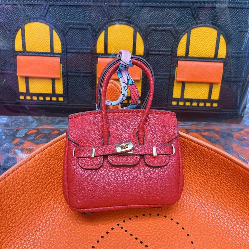 Mini Birkin-Style Earbud Case Bag Charm - Babylon LeatherBabylon LeatherCLJ05-Red