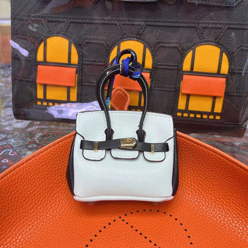 Mini Birkin-Style Earbud Case Bag Charm - Babylon LeatherBabylon LeatherCLJ05-White & Black