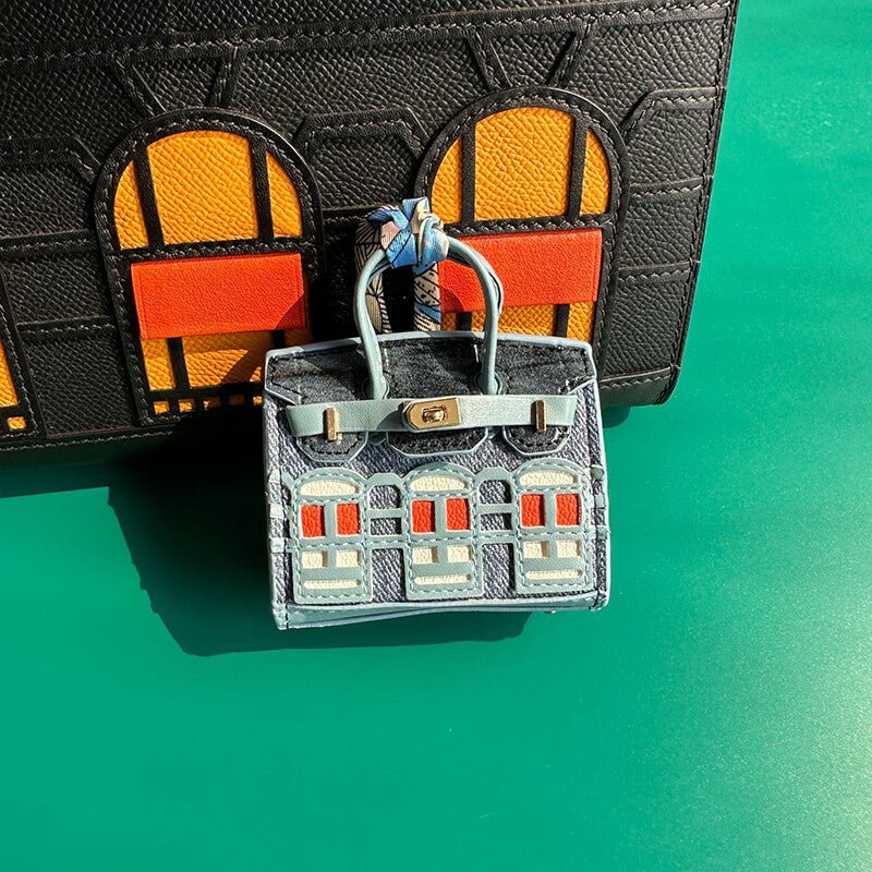 Mini Birkin-Style House Window Leather Bag Charm - Babylon LeatherBabylon LeatherCLJ02-Blue