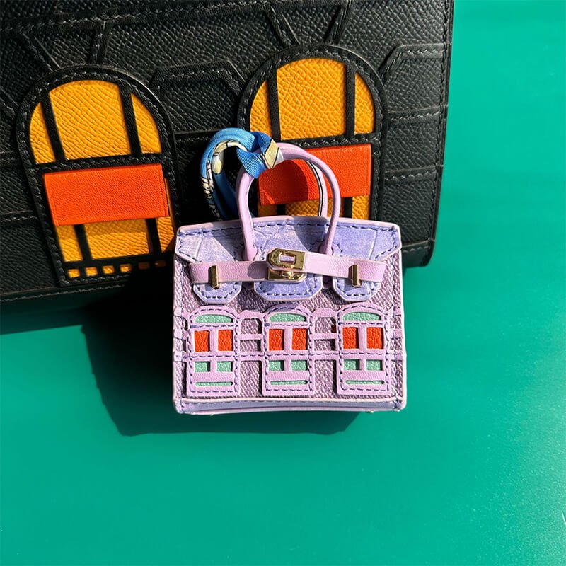 Mini Birkin-Style House Window Leather Bag Charm - Babylon LeatherBabylon LeatherCLJ02-Red