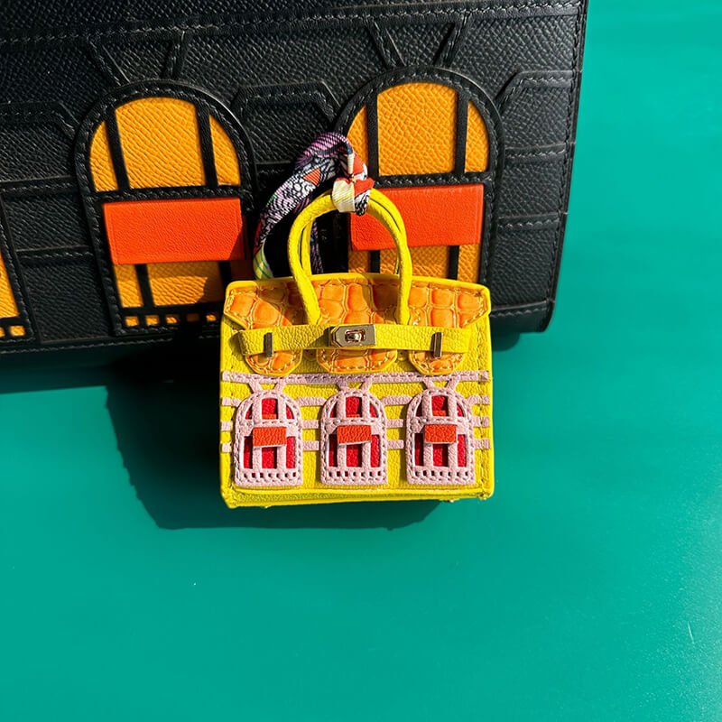 Mini Birkin-Style House Window Leather Bag Charm - Babylon LeatherBabylon LeatherCLJ02-Yellow