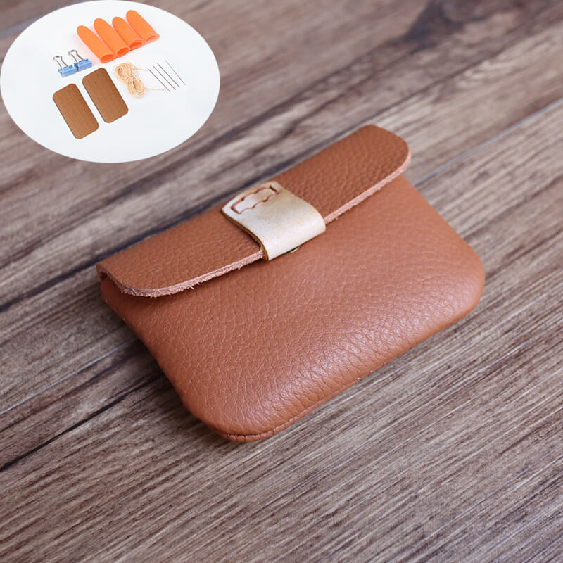 Mini Coin Card Organizer Top Grain Leather DIY Kit – Babylon Leather - Babylon LeatherBabylon LeatherCY24-Caramel