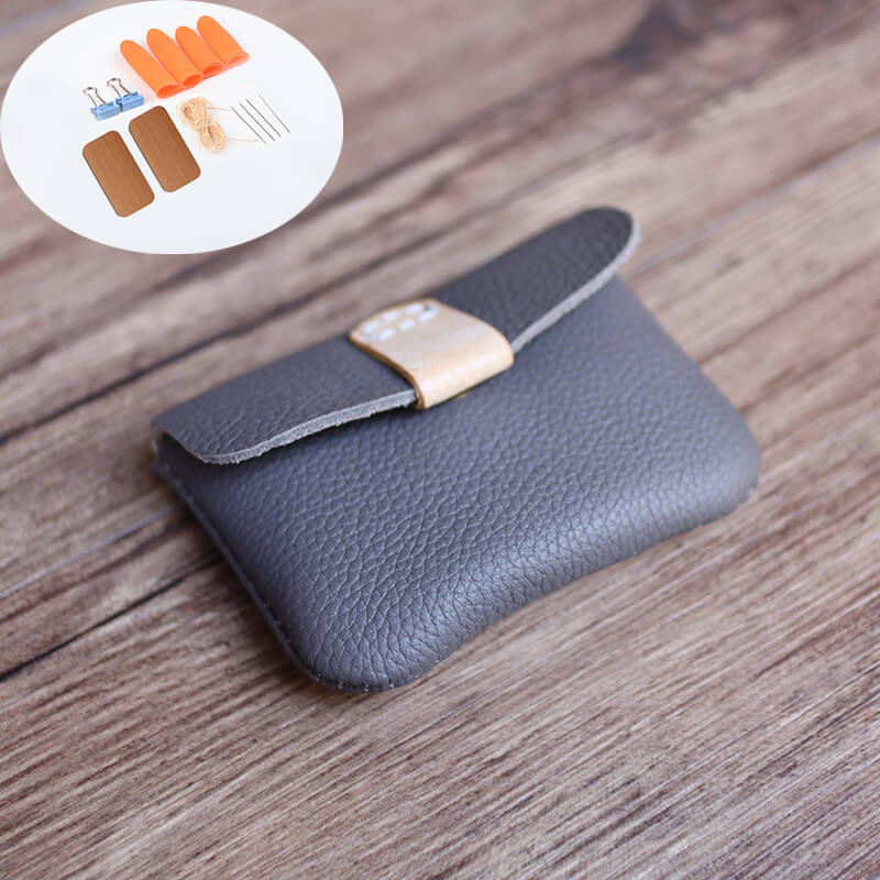 Mini Coin Card Organizer Top Grain Leather DIY Kit – Babylon Leather - Babylon LeatherBabylon LeatherCY24-Grey