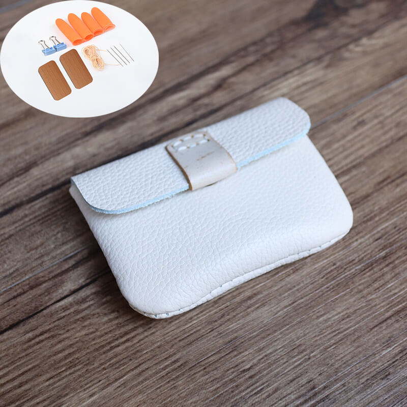 Mini Coin Card Organizer Top Grain Leather DIY Kit – Babylon Leather - Babylon LeatherBabylon LeatherCY24-White