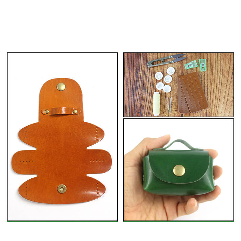 Mini Coin Purse Veg Tanned Leather DIY Kit – Babylon Leather - Babylon LeatherBabylon LeatherCY22-Green