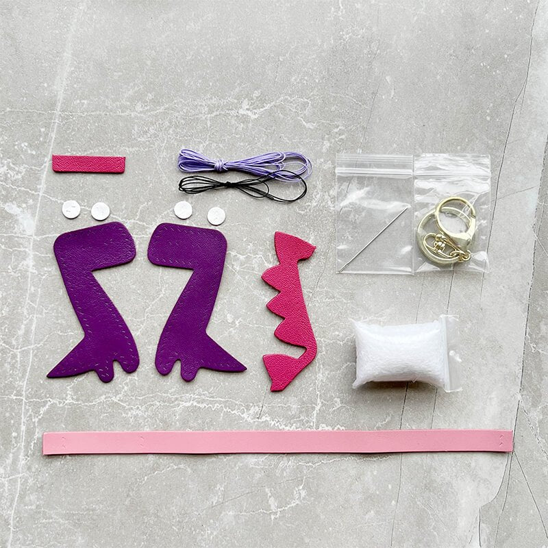 Mini Dinosaur - Shaped Keychain DIY Kit – Babylon Leather - Babylon LeatherBabylon LeatherSG23-Purple