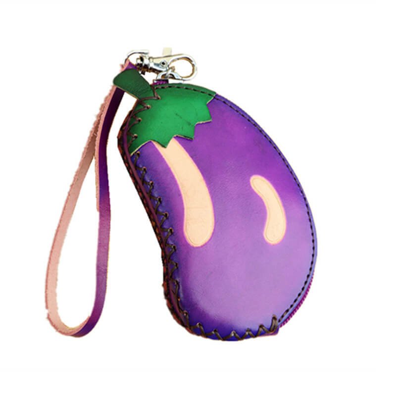 Mini Eggplant-Shaped Leather Coin Purse – Babylon Leather - Babylon LeatherBabylon LeatherLLZ135-Purple