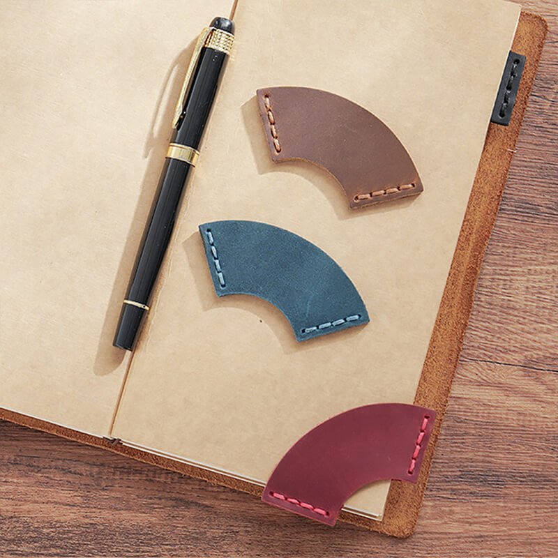 Mini Fan-Shaped Leather Bookmark – Babylon Leather - Babylon LeatherBabylon LeatherAN12-Brown-2 pcs