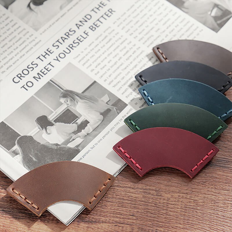 Mini Fan-Shaped Leather Bookmark – Babylon Leather - Babylon LeatherBabylon LeatherAN12-Brown-2 pcs