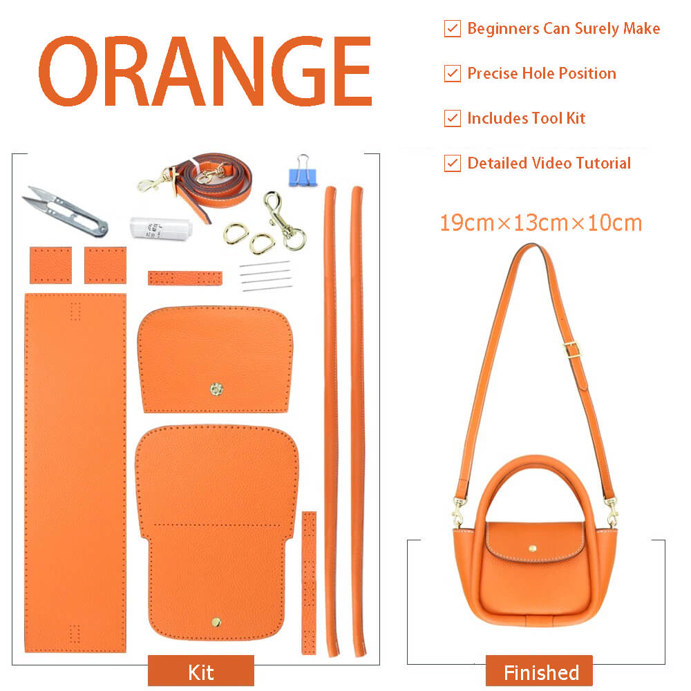 Mini Hobo Bag DIY Kit – Babylon Leather - Babylon LeatherBabylon LeatherSY11-Orange-Gold-Color-Matched
