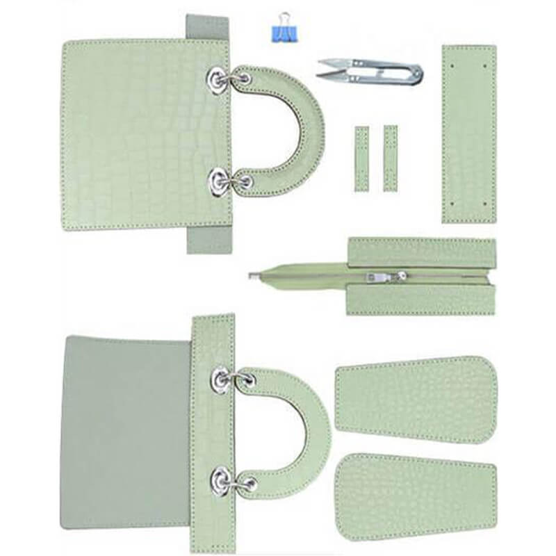 Mini Lady Crocodile Leather Bag DIY Kit – Babylon Leather - Babylon LeatherBabylon LeatherSY47-Green-Silver & White