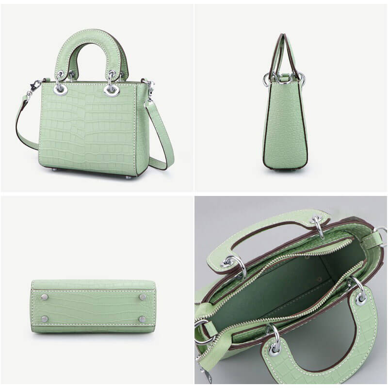 Mini Lady Crocodile Leather Bag DIY Kit – Babylon Leather - Babylon LeatherBabylon LeatherSY47 - Green - White