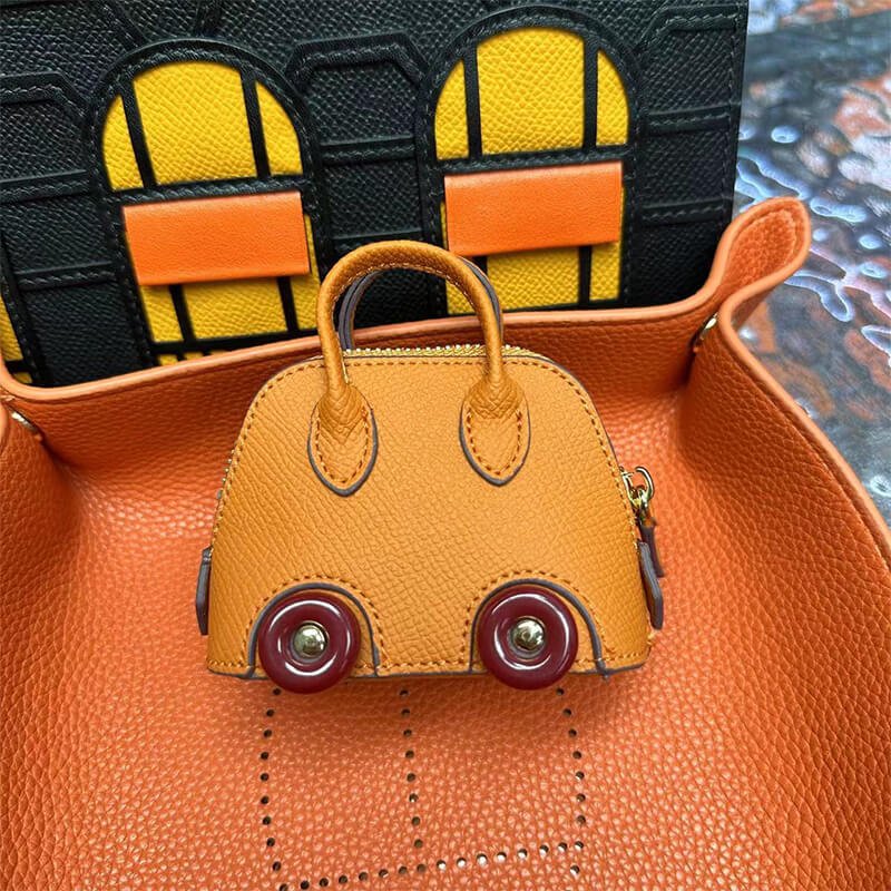 Mini Leather Wheel Bag Charm - Babylon LeatherBabylon LeatherCLJ01-Orange