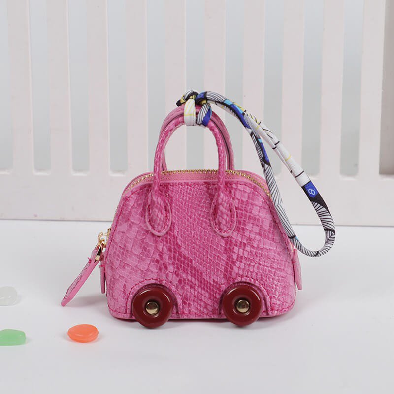 Mini Leather Wheel Bag Charm - Babylon LeatherBabylon LeatherCLJ01-Snake Embossed Fuchsia