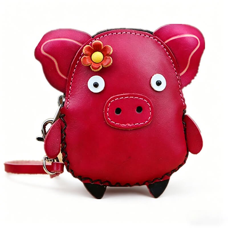 Mini Pig - Shaped Leather Coin Purse – Babylon Leather - Babylon LeatherBabylon LeatherLLZ27-Red
