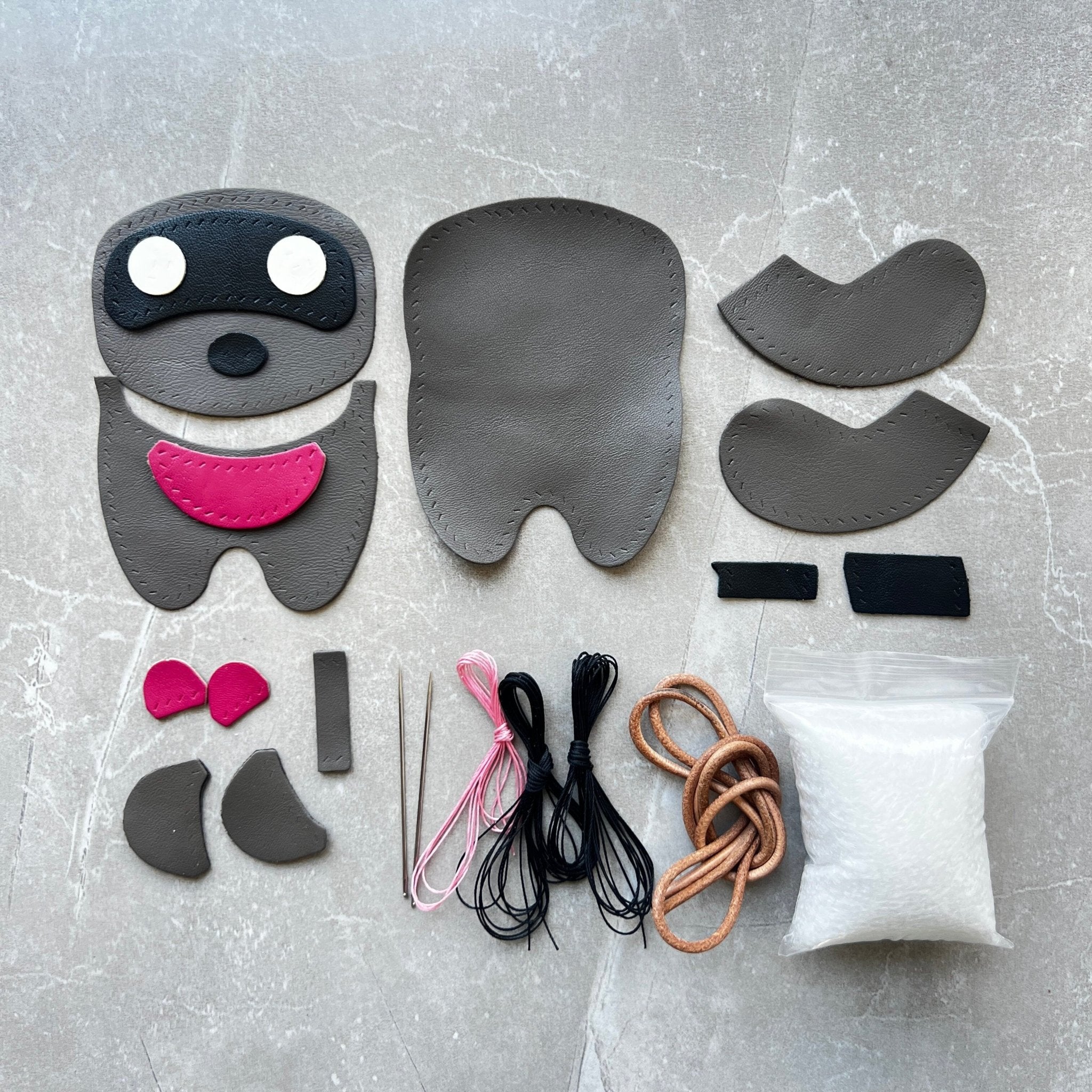 Mini Raccoon-Shaped Keychain DIY Kit – Babylon Leather - Babylon LeatherBabylon LeatherSG21-Grey