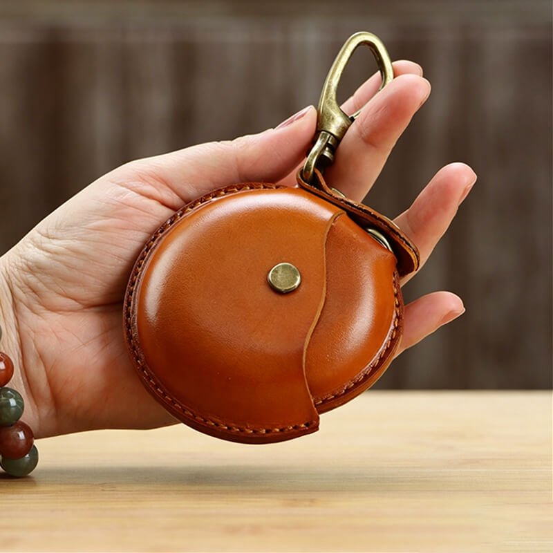 Mini Round Bag Vegetable - Tanned Cowhide Leather Charm – Babylon Leather - Babylon LeatherBabylon LeatherLLZ03-Brown