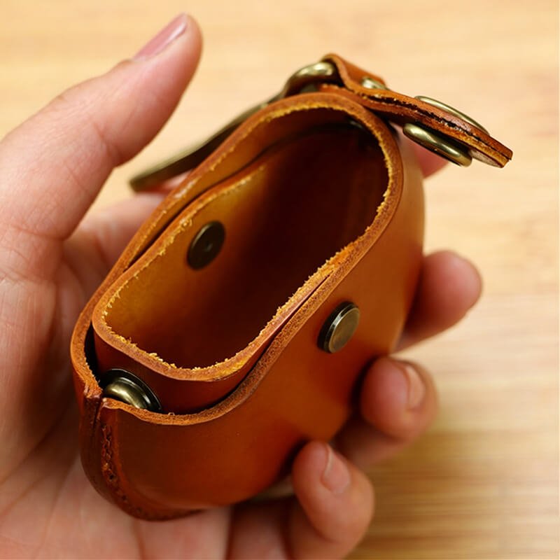 Mini Round Bag Vegetable - Tanned Cowhide Leather Charm – Babylon Leather - Babylon LeatherBabylon LeatherLLZ03-Brown