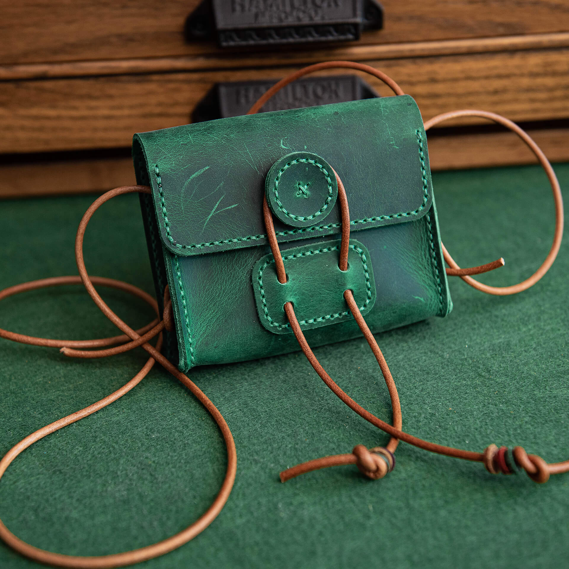 Mini Square Bag DIY Leathercraft Making Kit – Babylon Leather - Babylon LeatherBabylon LeatherLZ40 - Green - Crazy Horse Leather