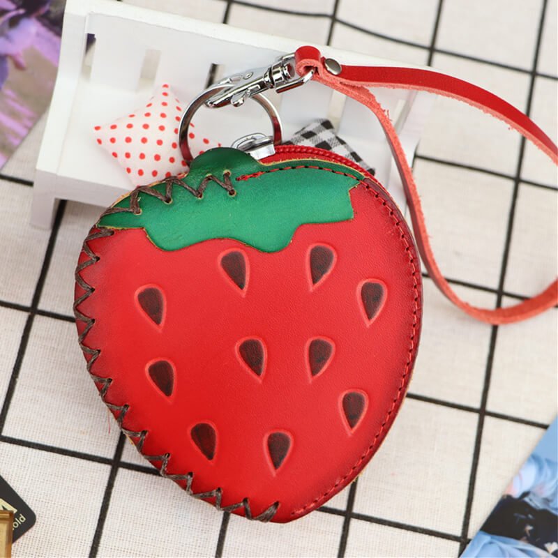 Mini Strawberry - Shaped Leather Coin Purse – Babylon Leather - Babylon LeatherBabylon LeatherLLZ32-Red