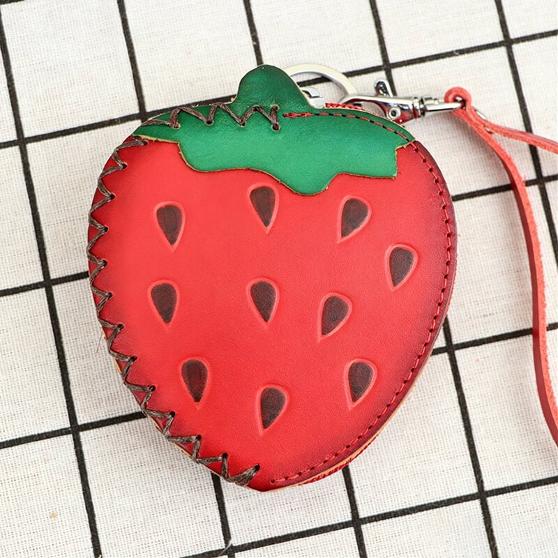 Mini Strawberry - Shaped Leather Coin Purse – Babylon Leather - Babylon LeatherBabylon LeatherLLZ32-Red