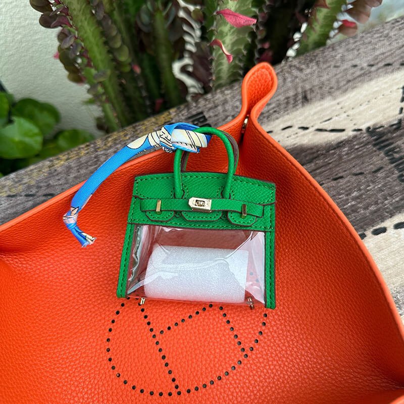 Mini Transparent Birkin-Style Leather Bag Charm - Babylon LeatherBabylon LeatherCLJ04-Green