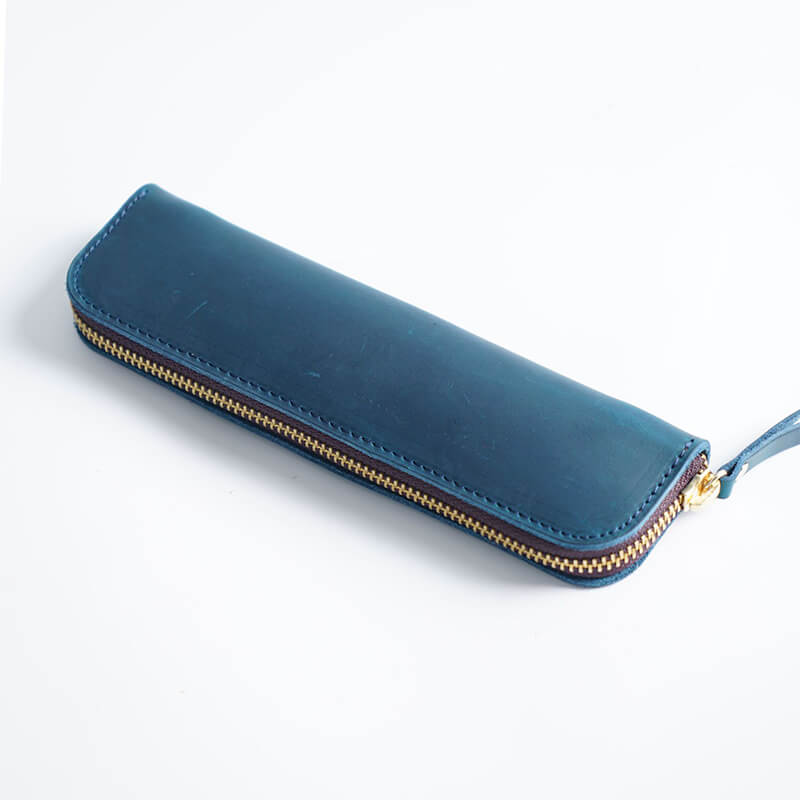 Mini Zip Leather Pen Case – Babylon Leather - Babylon LeatherBabylon LeatherAN31-Blue