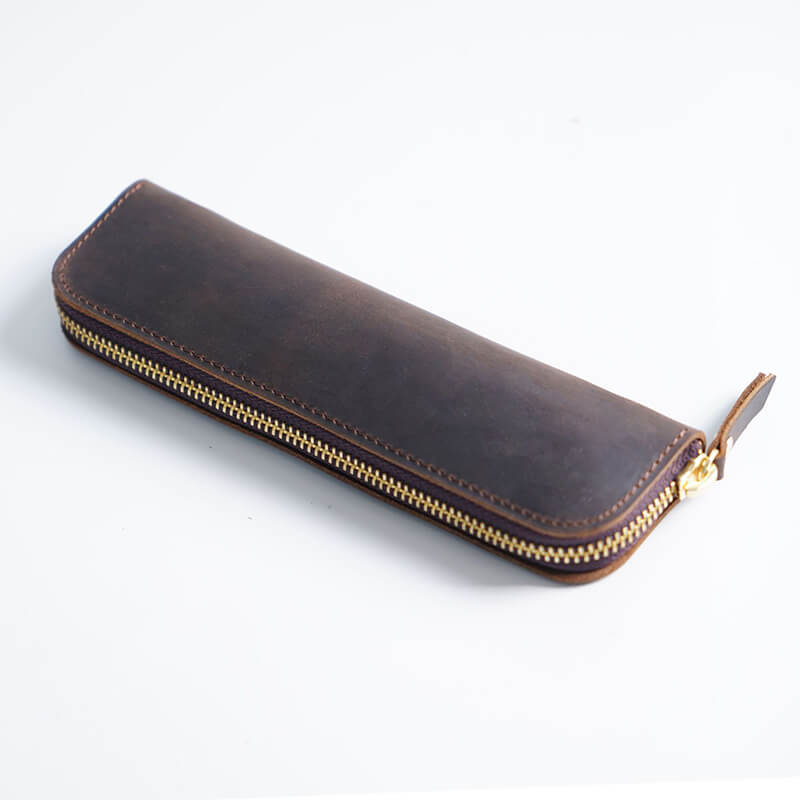 Mini Zip Leather Pen Case – Babylon Leather - Babylon LeatherBabylon LeatherAN31-Coffee