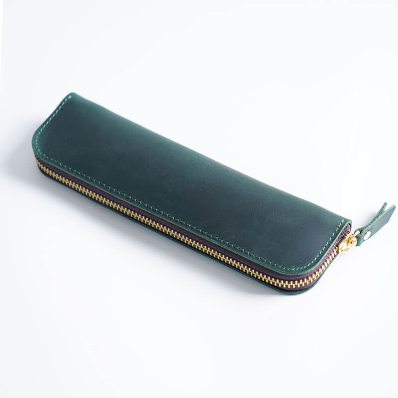 Mini Zip Leather Pen Case – Babylon Leather - Babylon LeatherBabylon LeatherAN31-Dark Green