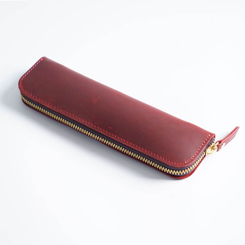 Mini Zip Leather Pen Case – Babylon Leather - Babylon LeatherBabylon LeatherAN31-Wine Red