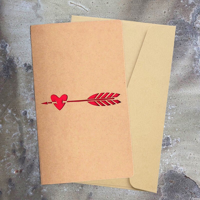 Minimal Romantic Kraft Paper Love Cut - Out Greeting Card - Babylon Leather - Babylon LeatherBabylon LeatherHK01-Arrow Through the Heart