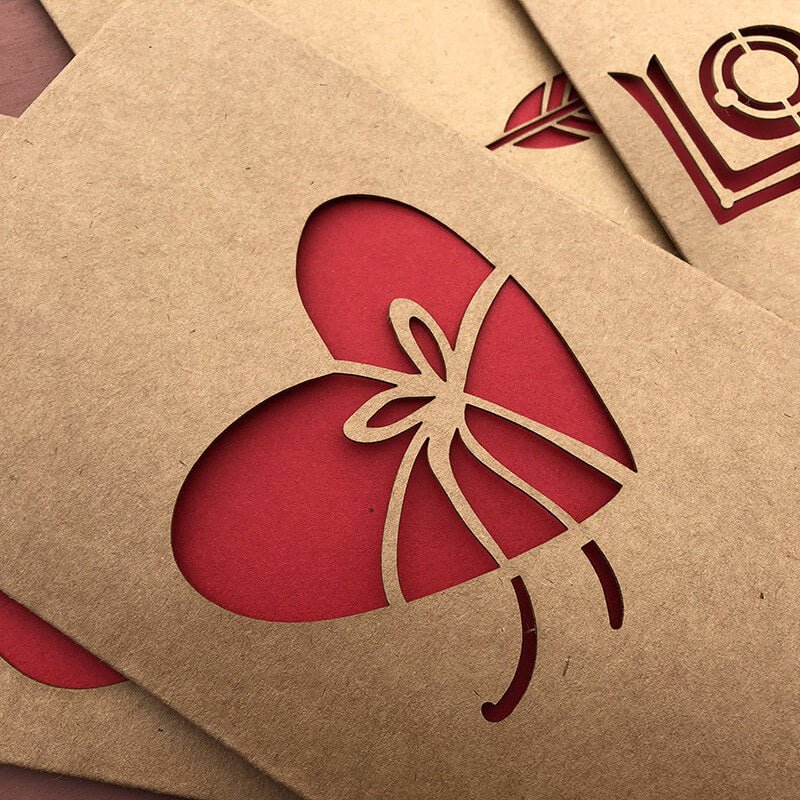 Minimal Romantic Kraft Paper Love Cut - Out Greeting Card - Babylon Leather - Babylon LeatherBabylon LeatherHK01-Rose