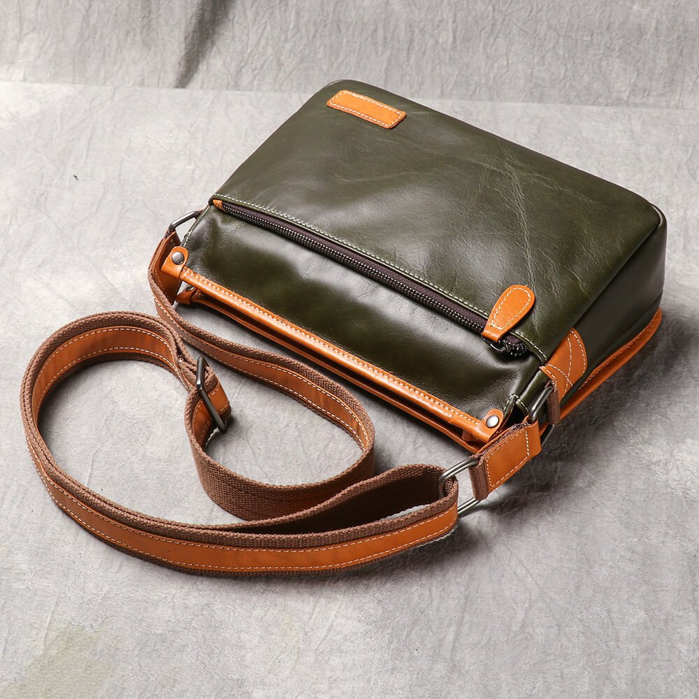 Minimalist Classic Top - Grain Leather Crossbody Messenger Bag – Babylon Leather - Babylon LeatherBabylon LeatherLJ144-Green