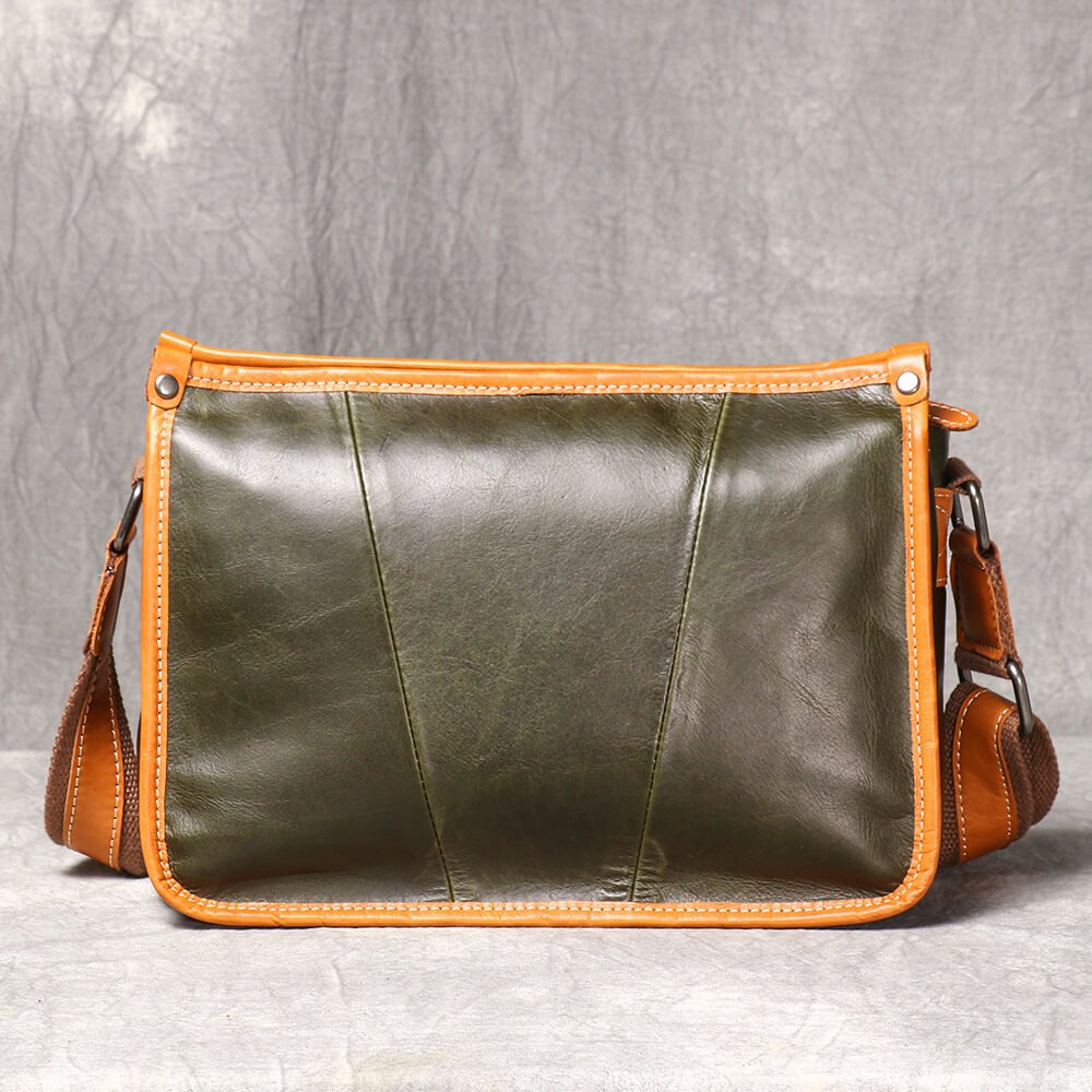 Minimalist Classic Top - Grain Leather Crossbody Messenger Bag – Babylon Leather - Babylon LeatherBabylon LeatherLJ144-Green