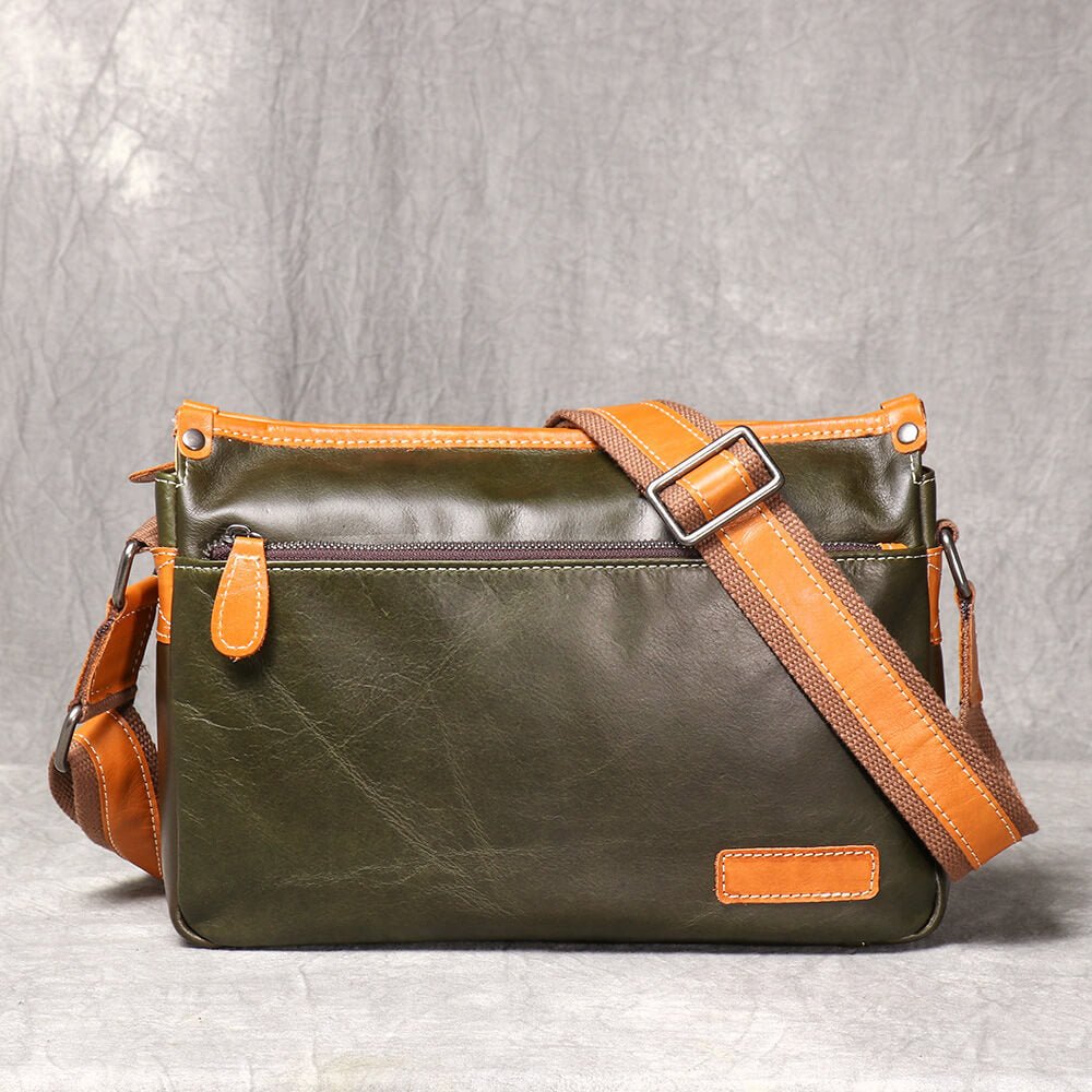 Minimalist Classic Top - Grain Leather Crossbody Messenger Bag – Babylon Leather - Babylon LeatherBabylon LeatherLJ144-Green